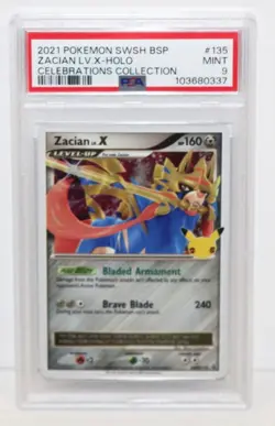 Zacian LV. X #SWSH135 Celebrations Collection 2021 Pokemon Holo Promo PSA 9 Mint - Image 1