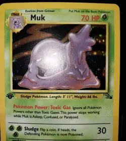 Pokemon TCG Muk Fossil 13/62 Holo 1st Edition Holo Rare - Image 4