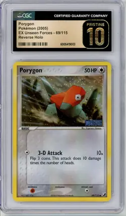 Pokemon Porygon #69 EX Unseen Forces Reverse Stamp CGC Pristine 10 - Image 1