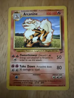 Arcanine Non Holo Rare Pokemon TCG Card Base Set 2 33/130 1999 Vintage LP - Image 1