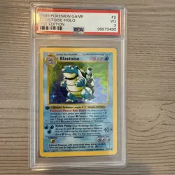 Blastoise Base Set Holo Card 002/102 First Edition Shadowless. PSA 3 - Image 1