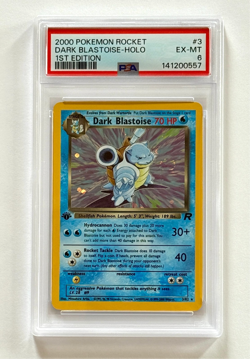 2000 Pokemon Team Rocket #3 Dark Blastoise First Edition Holo with Swirl PSA 6 - Image 1