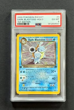 2000 Pokemon Team Rocket #3 Dark Blastoise First Edition Holo with Swirl PSA 6 - Image 2