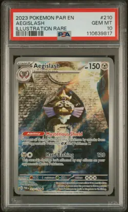 PSA 10 GEM Mint Aegislash 202/182 Illustration Rare Full Art - Pokemon SV04 PAR - Image 1