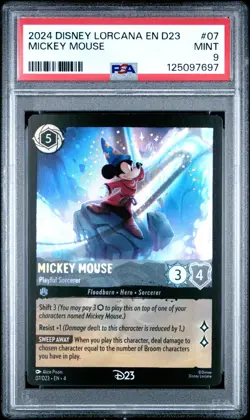 2024 DISNEY LORCANA EN D23-D23 EXPO PROMO MICKEY MOUSE - PLAYFUL SORCERER PSA 9 - Image 1