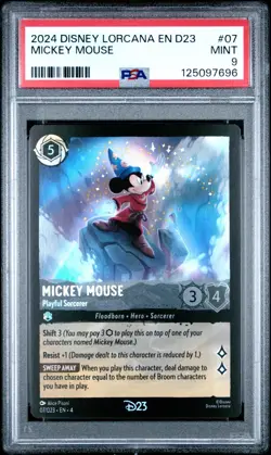2024 DISNEY LORCANA EN D23-D23 EXPO PROMO MICKEY MOUSE - PLAYFUL SORCERER PSA 9 - Image 1