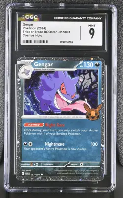 CGC 9 MINT | Gengar 057/091 COSMOS HOLO | Trick or Trade Pokemon Card - Image 1