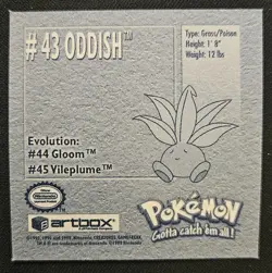 Oddish 43 Artbox Series 1 Stickers Vintage Pokemon Trading Card Game 1999 NM - Image 2