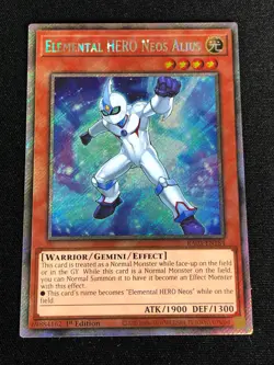 YUGIOH ELEMENTAL HERO NEOS ALIUS RA03-EN184 1ST PLATINUM SECRET - Image 1