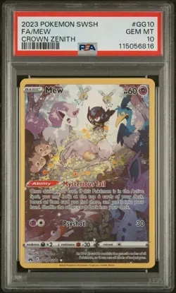 2023 POKEMON SWORD AND SHIELD CROWN ZENITH GG10 FULL ART/MEW PSA 10 - Image 1