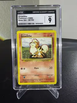 Pokemon 1999 Base Set Growlithe CGC 9 - Image 1
