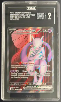 #213 TEAM ROCKET'S MEWTWO EX TAG 9 2025 POKEMON SV DESTINED RIVALS ULTRA RARE - Image 1
