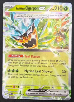 NM - Teal Mask Ogerpon ex - Double Rare- Twilight Masquerade 025/167 Pokemon TGC - Image 2