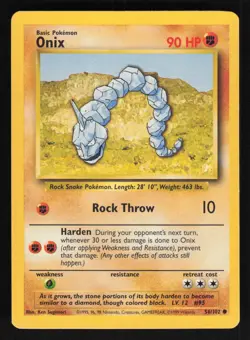 Pokemon Base Set #056/102 Onix Card TCCCX q - Image 1