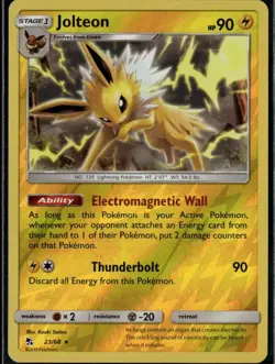 Jolteon Rare Hidden Fates 23/68 Lightning Reverse Holo Pokemon Card - Image 1