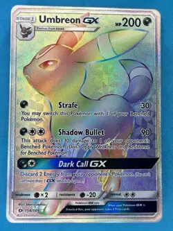 Pokemon Sun & Moon Base Set Umbreon GX 154/149 Secret Rare Rainbow Card - Image 1