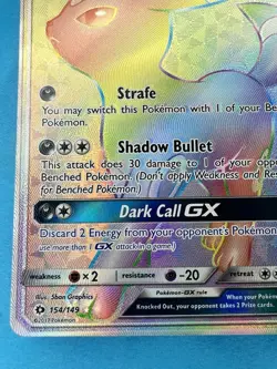 Pokemon Sun & Moon Base Set Umbreon GX 154/149 Secret Rare Rainbow Card - Image 4