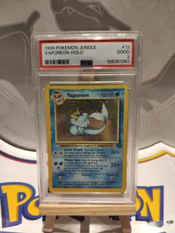 Vaporeon Holo #12 Pokemon Jungle PSA 2 - Image 1