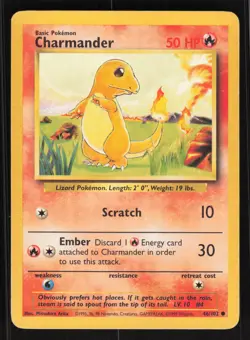 Pokemon Base Set #046/102 Charmander Card TCCCX - Image 1