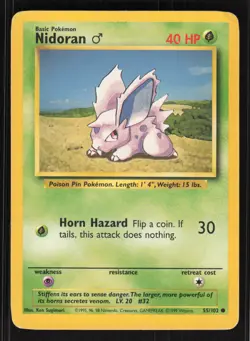 Pokemon Base Set #055/102 Nidoran M Card TCCCX - Image 1
