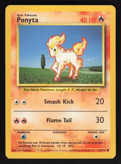 Pokemon Base Set 60/102 Ponyta Card TCCCX B - Image 1