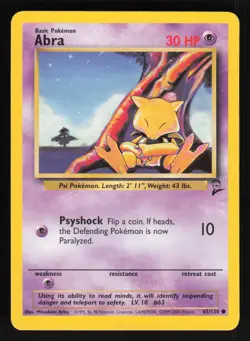 Pokemon Base Set 2 #65/130 Abra Card TCCCX - Image 1