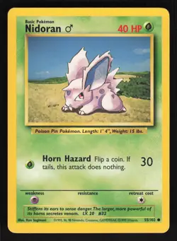 Pokemon Base Set 55/102 Nidoran M Card TCCCX A - Image 1