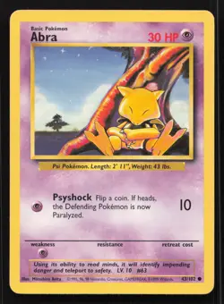 Pokemon Base Set #043/102 Abra Card TCCCX - Image 1