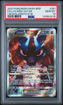 2023 POKEMON SWSH BLACK STAR PROMO #291 FULL ART/LUCARIO VSTAR PSA 10 - Image 1