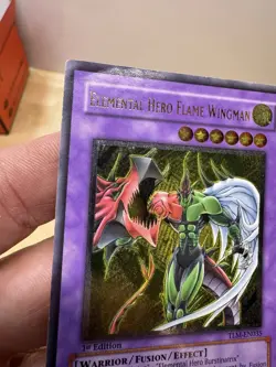 YU-GI-OH Elemental Hero Flame Wingman TLM-EN035 1st Edition Ultimate Rare - Image 2