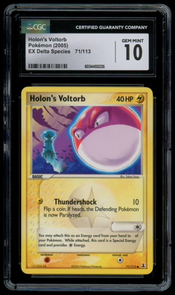 CGC 10 GEM MINT Pokemon Holon's Voltorb 71/113 EX Delta Species Common - Image 1