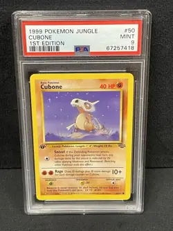 1999 POKEMON JUNGLE 1ST EDITION #50 CUBONE PSA MINT 9 SET BREAK - Image 1