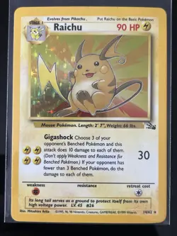 Pokemon Raichu Fossil 14/62 Holo Rare 90 HP Unlimited The Pokemon Company - Image 1