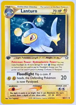 1st Edition Lanturn 38/111 Neo Genesis 2000 Pokemon M/NM Pack to Sleeve - Image 1