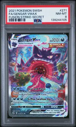 Pokemon Gengar VMAX Alternate Art Secret Rare Holo Fusion Strike 271/264 PSA 8 - Image 1