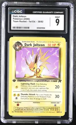Pokemon English Dark Jolteon 38/82 2000 Team Rocket - 1st Ed Vintage MINT CGC 9 - Image 1