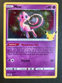 Pokemon Mew 011/025 Holo Rare Card Celebrations Set NM PACK FRESH! - Image 1
