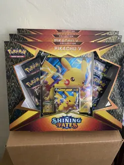 3x Pokemon TCG: Shining Fates Pikachu V Collection Box Set (3 Pikachu V Boxes ) 820650828690 - Image 1