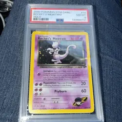 Pokemon Rocket's Mewtwo Gym Challenge Unlimited Holo Rare #14 PSA 8 New Cert - Image 1