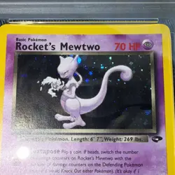 Pokemon Rocket's Mewtwo Gym Challenge Unlimited Holo Rare #14 PSA 8 New Cert - Image 2