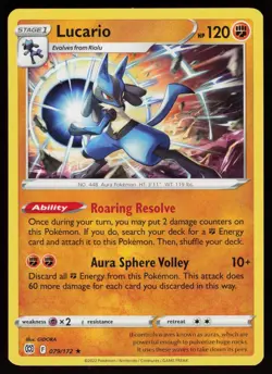 LUCARIO 079/172 NON-HOLO RARE BRILLIANT STARS POKEMON NM/M - Image 1