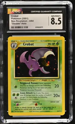 CGC 8.5 Crobat 2001 Neo Revelation 4/64 "Double" Holo Pokemon Card - Image 1