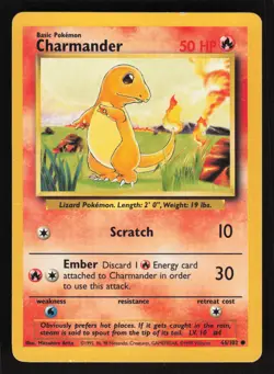 Pokemon Base Set 46/102 Charmander Card TCCCX A - Image 1
