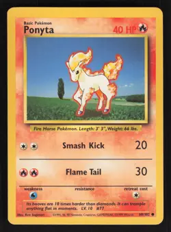 Pokemon Base Set #060/102 Ponyta Card TCCCX - Image 1