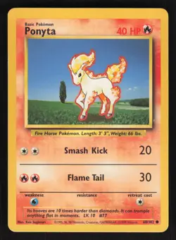 Pokemon Base Set (Shadowless) #060/102 Ponyta Card TCCCX - Image 1