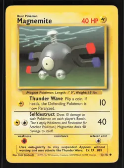 Pokemon Base Set #053/102 Magnemite Card TCCCX - Image 1