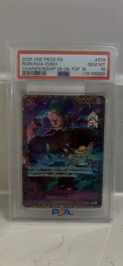 Bandai One Piece CCG Roronoa Zoro Championship Top 16 OP09-076 PSA 10 - Image 1