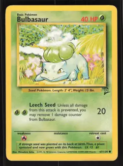 Pokemon Base Set #044/102 Bulbasaur Card TCCCX - Image 1