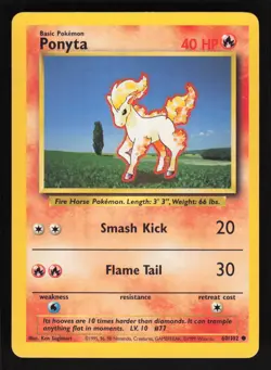 Pokemon Base Set 60/102 Ponyta Card TCCCX - Image 1