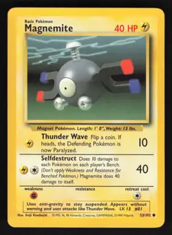 Pokemon Base Set 53/102 Magnemite Card TCCCX - Image 1